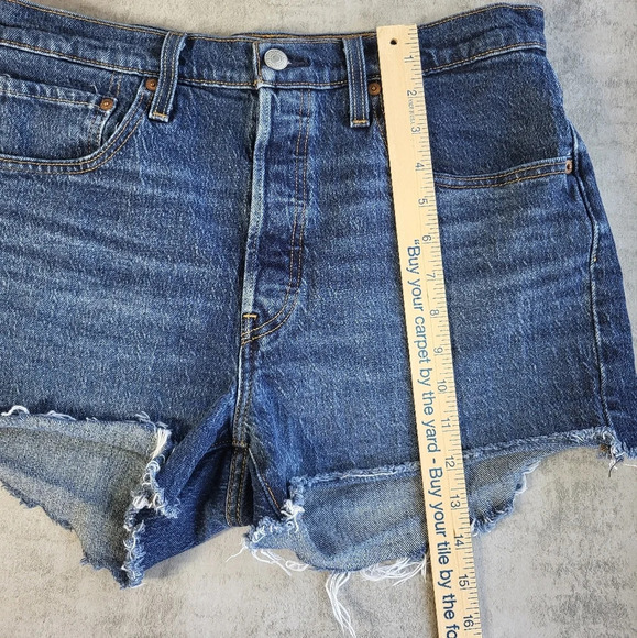 SOLD Levi's 501 Distressed Hem Button Fly High Waisted Shorts Whiskered - Picture 10 of 12